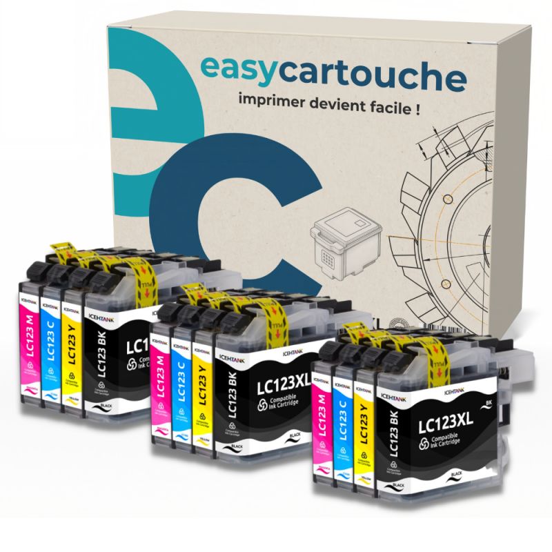 Pack compatible BROTHER LC-123 12 cartouches